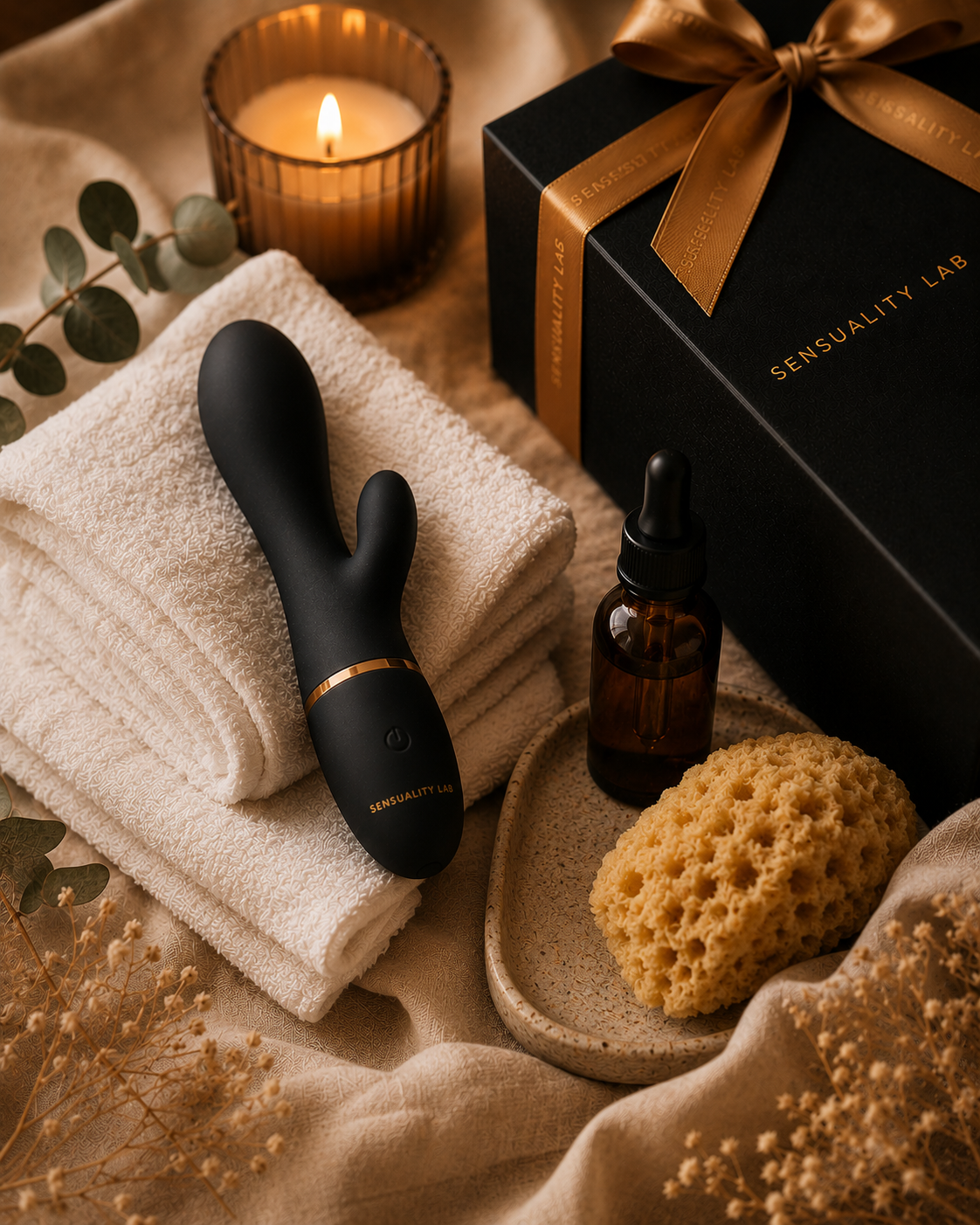 Calm, practical imagery for a guide on cleaning and caring for personal wellness products