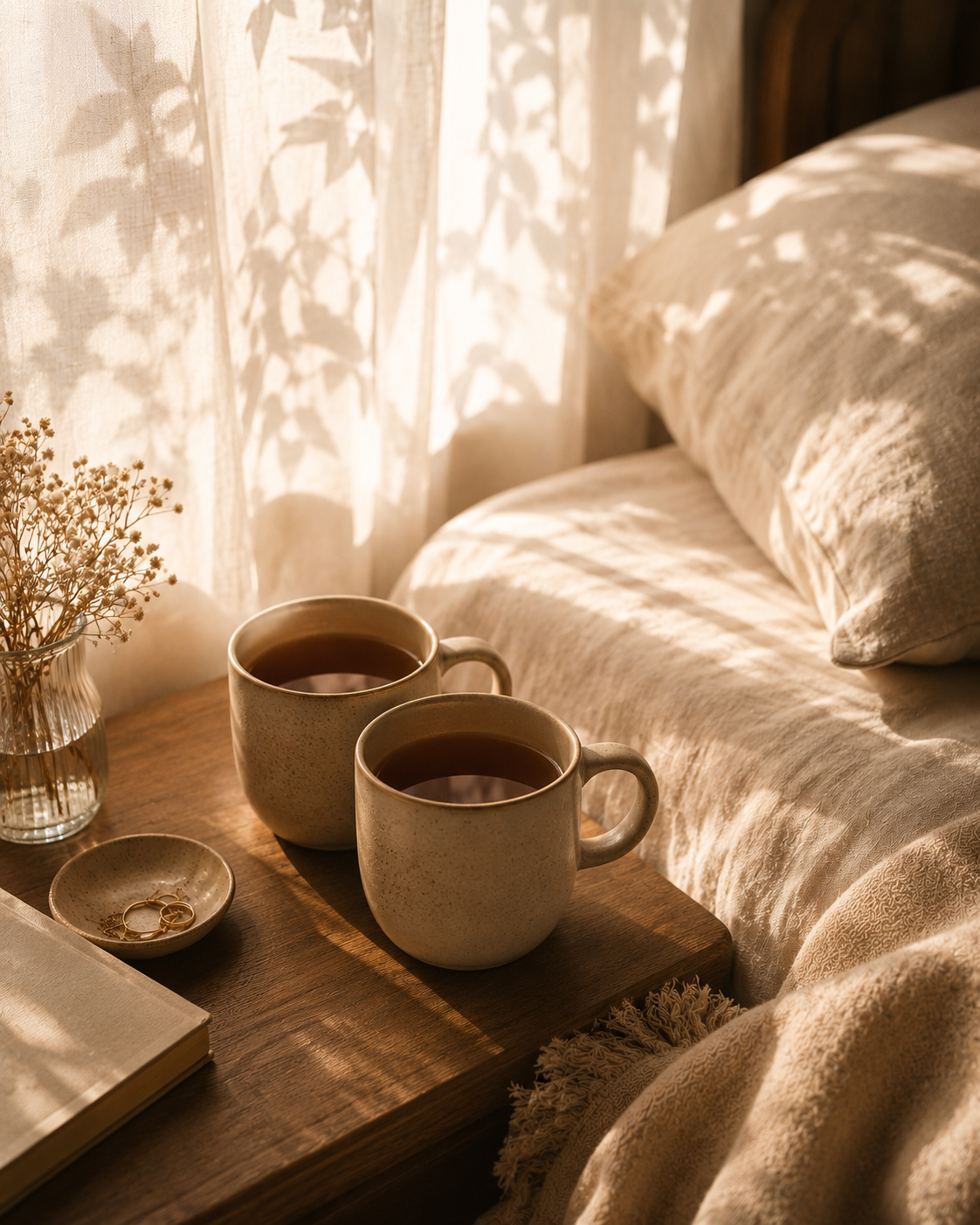Warm, calm imagery for a guide on how to start a conversation about intimacy with a partner