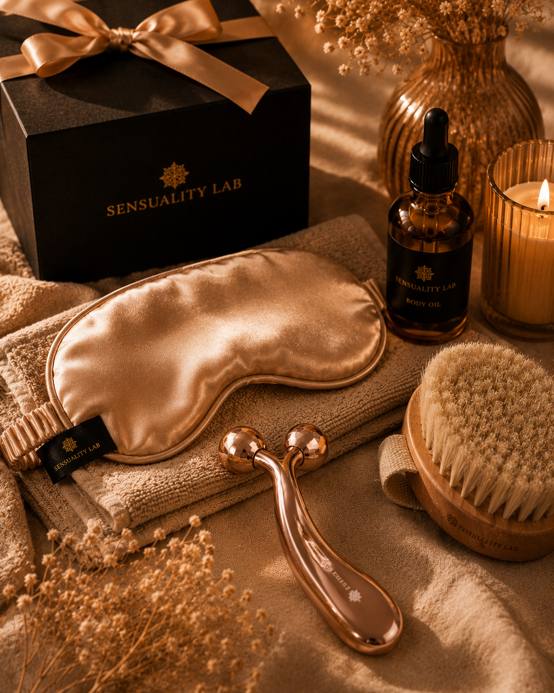 Elegant romantic gift styling for wellness & confidence gifts that help them feel good in their body