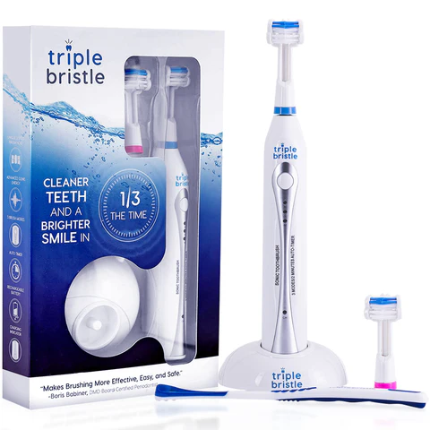 Triple Bristle Sonic Electric Toothbrush